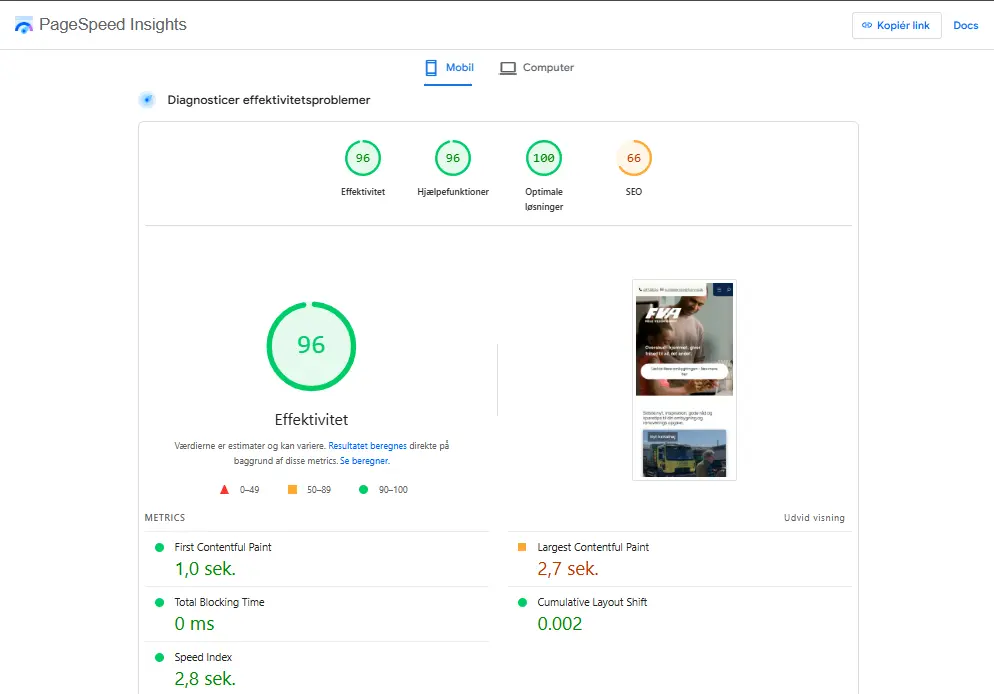 Pagespeed staging